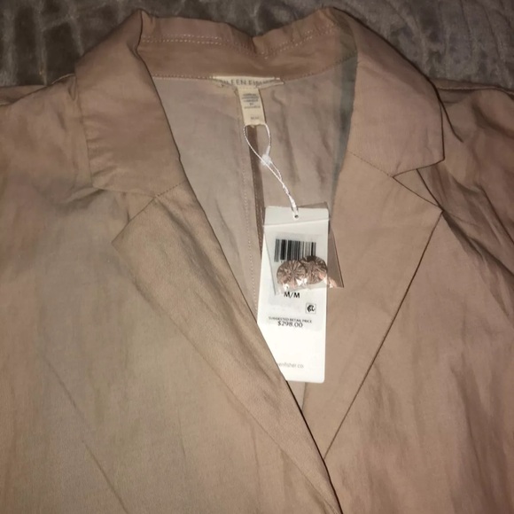 EILEEN FISHER Khaki ORGANIC Cotton Steel OVERSIZED JACKET M $298 NWT - Picture 7 of 11